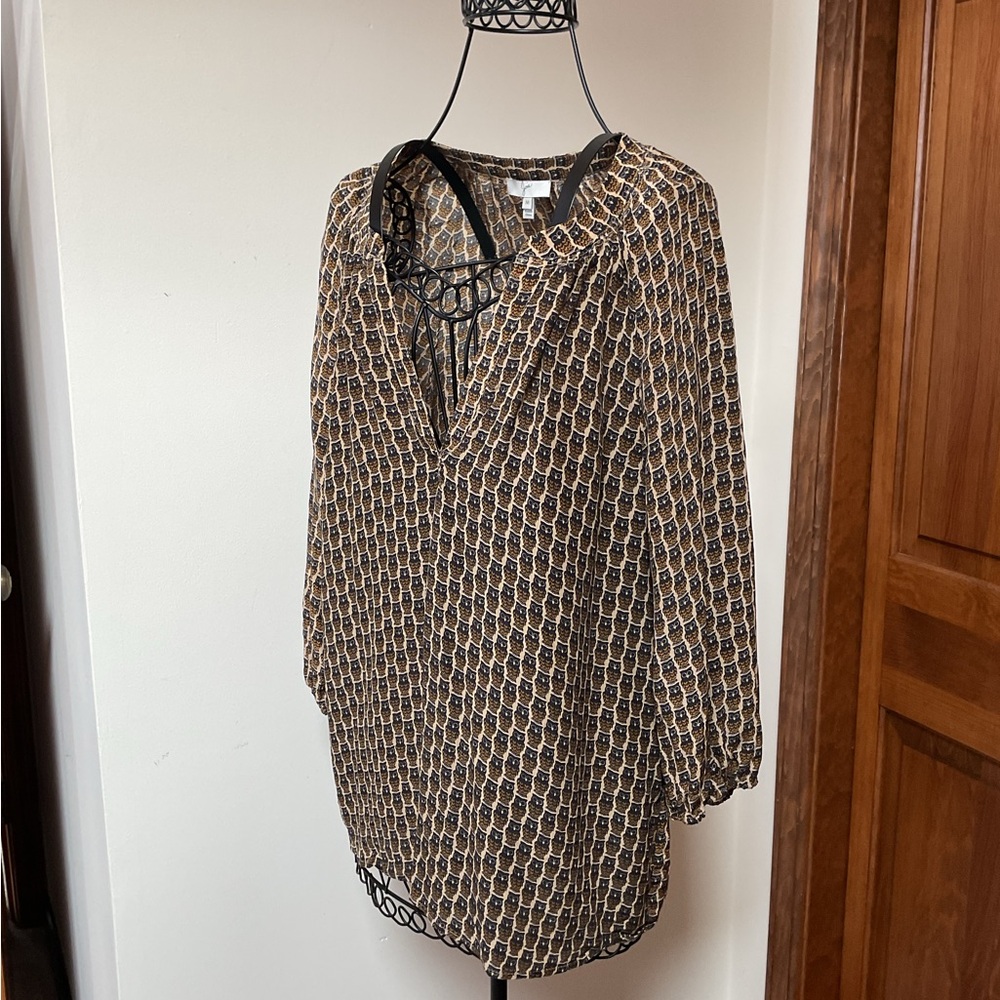 Joie silk owl blouse, Medium